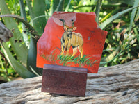 Hand Made Kudu Decoupage on Red Jasper Stone Slabs - sold per item - From South Africa