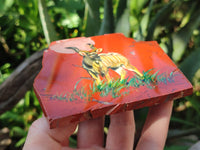 Hand Made Kudu Decoupage on Red Jasper Stone Slabs - sold per item - From South Africa