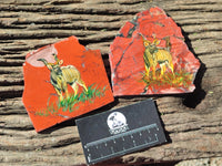 Hand Made Kudu Decoupage on Red Jasper Stone Slabs - sold per item - From South Africa