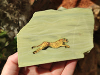 Hand Made Cheetah Decoupage on Butter Jade Stone Slabs - sold per item - From South Africa