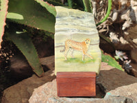 Hand Made Cheetah Decoupage on Butter Jade Stone Slabs - sold per item - From South Africa