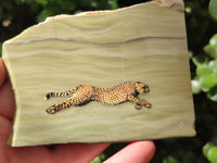 Hand Made Cheetah Decoupage on Butter Jade Stone Slabs - sold per item - From South Africa