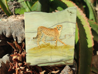 Hand Made Cheetah Decoupage on Butter Jade Stone Slabs - sold per item - From South Africa