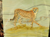 Hand Made Cheetah Decoupage on Butter Jade Stone Slabs - sold per item - From South Africa