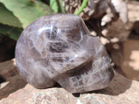 Hand Made Smokey Quartz Skull Carvings x 2 From Madagascar