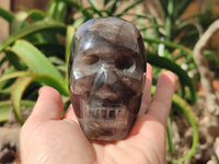 Hand Made Smokey Quartz Skull Carvings x 2 From Madagascar