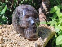 Hand Made Smokey Quartz Skull Carvings x 2 From Madagascar