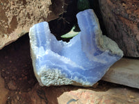 Natural Blue Lace Agate Geode Specimens x 6 From Malawi