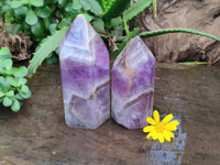 Polished Chevron Amethyst Points x 2 From Madagascar