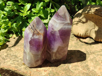 Polished Chevron Amethyst Points x 2 From Madagascar