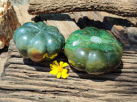 Hand Made Stone Pumpkin Carvings x 2 From Zimbabwe