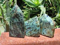 Polished Chrysocolla / African Turquoise Points x 4 From South Africa