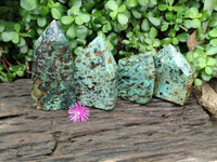 Polished Chrysocolla / African Turquoise Points x 4 From South Africa