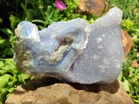 Natural Blue Lace Agate Geode Specimens x 2 From Malawi