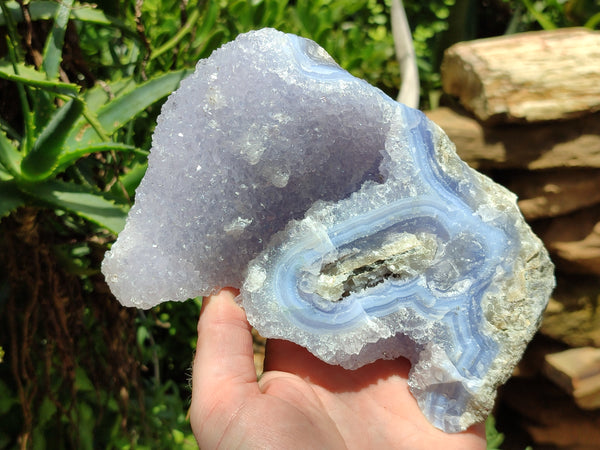 Natural Blue Lace Agate Geode Specimens x 2 From Malawi