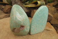 Polished Amazonite Standing Free Forms x 12 From Zimbabwe