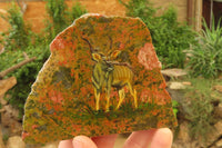 Hand Made Kudu Buck Decoupage on Unakite Stone Slabs - sold per item - From Southern Africa