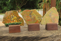 Hand Made Kudu Buck Decoupage on Unakite Stone Slabs - sold per item - From Southern Africa