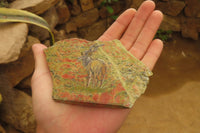 Hand Made Kudu Buck Decoupage on Unakite Stone Slabs - sold per item - From Southern Africa