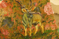 Hand Made Kudu Buck Decoupage on Unakite Stone Slabs - sold per item - From Southern Africa