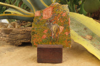 Hand Made Kudu Buck Decoupage on Unakite Stone Slabs - sold per item - From Southern Africa