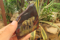 Hand Made Elephant Family Decoupage on Tiger Iron Jasper Stone Slabs - Sold Per Item - From South Africa