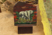 Hand Made Elephant Family Decoupage on Tiger Iron Jasper Stone Slabs - Sold Per Item - From South Africa