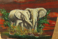 Hand Made Elephant Family Decoupage on Tiger Iron Jasper Stone Slabs - Sold Per Item - From South Africa