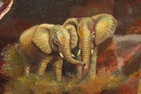 Hand Made Elephant Family Decoupage on Tiger Iron Jasper Stone Slabs - Sold Per Item - From South Africa