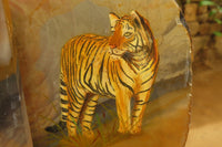 Hand Made Tiger Decoupage on Polychrome Jasper Stone Slabs - sold per item - From Madagascar