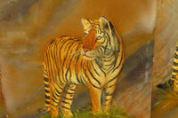 Hand Made Tiger Decoupage on Polychrome Jasper Stone Slabs - sold per item - From Madagascar