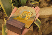 Hand Made Tiger Decoupage on Polychrome Jasper Stone Slabs - sold per item - From Madagascar