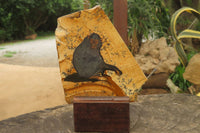 Hand Made Chimpanzee Decoupage on Picture Stone Jasper Stone Slabs - sold per item - From Namibia