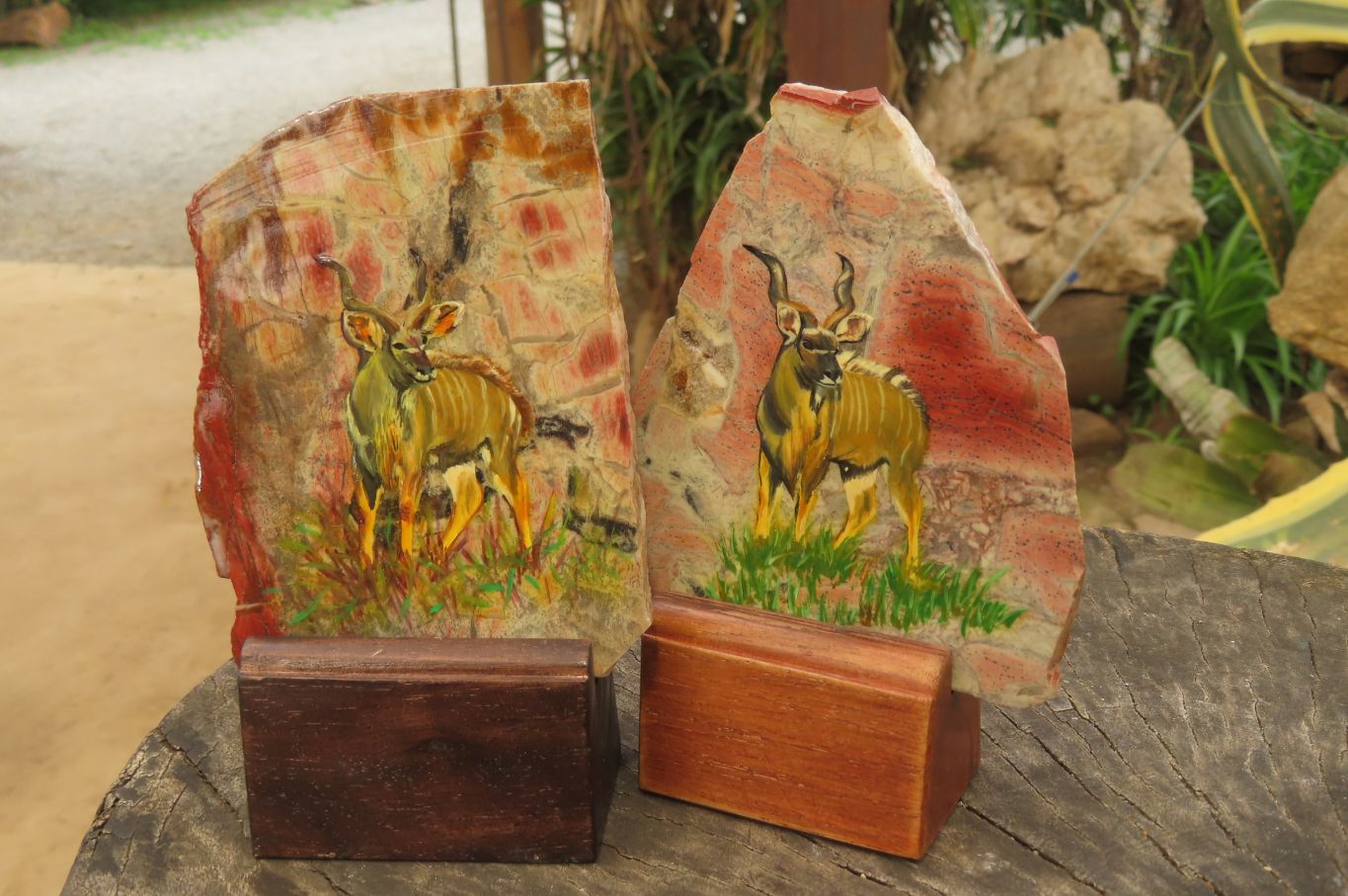 Hand Made African Kudu Buck Decoupage on Brecciated Jasper Stone Slabs - Sold Per Item - From South Africa