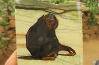 Hand Made Chimpanzee Decoupage on Butter Jade Stone Slabs - sold per item - From South Africa