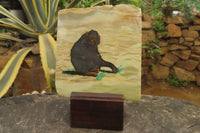 Hand Made Chimpanzee Decoupage on Butter Jade Stone Slabs - sold per item - From South Africa