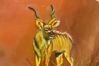 Hand Made African Kudu Buck Decoupage on Polychrome Jasper Stone Slabs - sold per item - From Madagascar