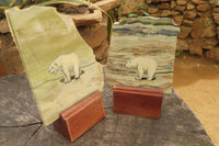 Hand Made Polar Bear Decoupage on Butter Jade Stone Slabs - sold per item - From South Africa