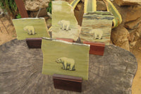 Hand Made Polar Bear Decoupage on Butter Jade Stone Slabs - sold per item - From South Africa