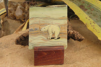 Hand Made Polar Bear Decoupage on Butter Jade Stone Slabs - sold per item - From South Africa