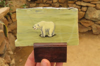 Hand Made Polar Bear Decoupage on Butter Jade Stone Slabs - sold per item - From South Africa