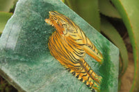 Hand Made Tiger Decoupage on Green Fuchsite Stone Slabs - sold per item - From Zimbabwe