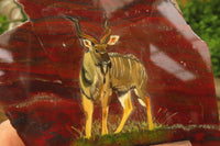 Hand Made African Kudu Buck Decoupage on Tiger Iron Jasper Stone Slabs - Sold Per Item - From Australia