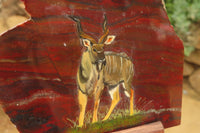 Hand Made African Kudu Buck Decoupage on Tiger Iron Jasper Stone Slabs - Sold Per Item - From Australia