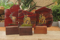 Hand Made African Kudu Buck Decoupage on Tiger Iron Jasper Stone Slabs - Sold Per Item - From Australia