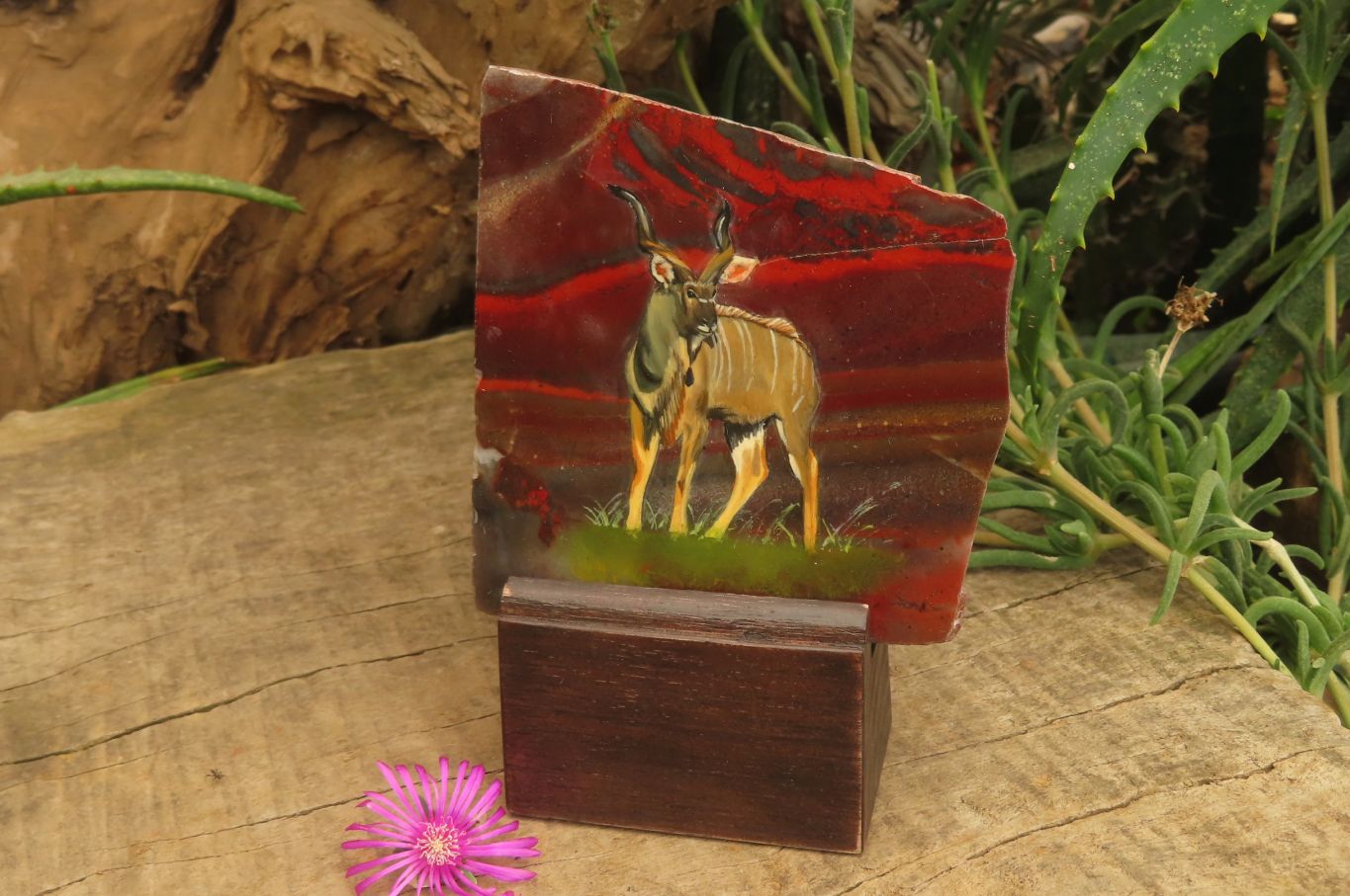 Hand Made African Kudu Buck Decoupage on Tiger Iron Jasper Stone Slabs - Sold Per Item - From Australia