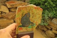 Hand Made Chimpanzee Decoupage on Unakite Stone Slabs - sold per item - From Southern Africa