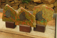 Hand Made Chimpanzee Decoupage on Unakite Stone Slabs - sold per item - From Southern Africa