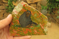 Hand Made Chimpanzee Decoupage on Unakite Stone Slabs - sold per item - From Southern Africa