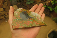 Hand Made Chimpanzee Decoupage on Unakite Stone Slabs - sold per item - From Southern Africa